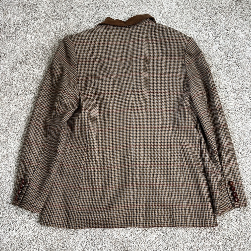 VTG Talbots Riding Blazer Wool Leather Equestrian Heritage Brown Plaid 14 USA - Picture 7 of 13